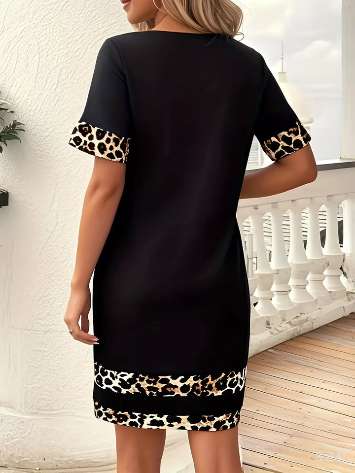 Nina | Leopard Trim Mini Dress
