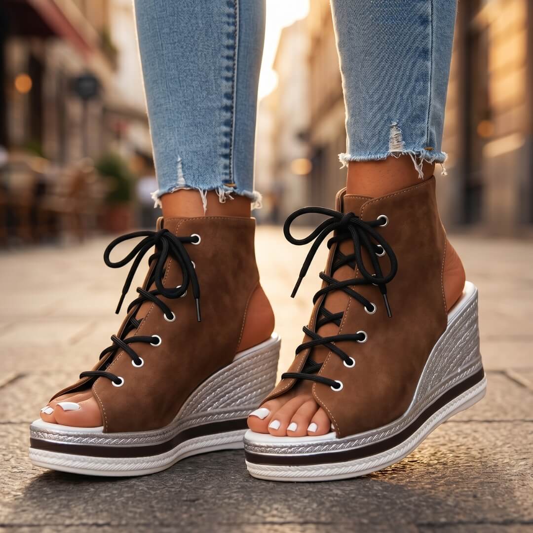 Zevira | Lace-Up Wedge Sandals