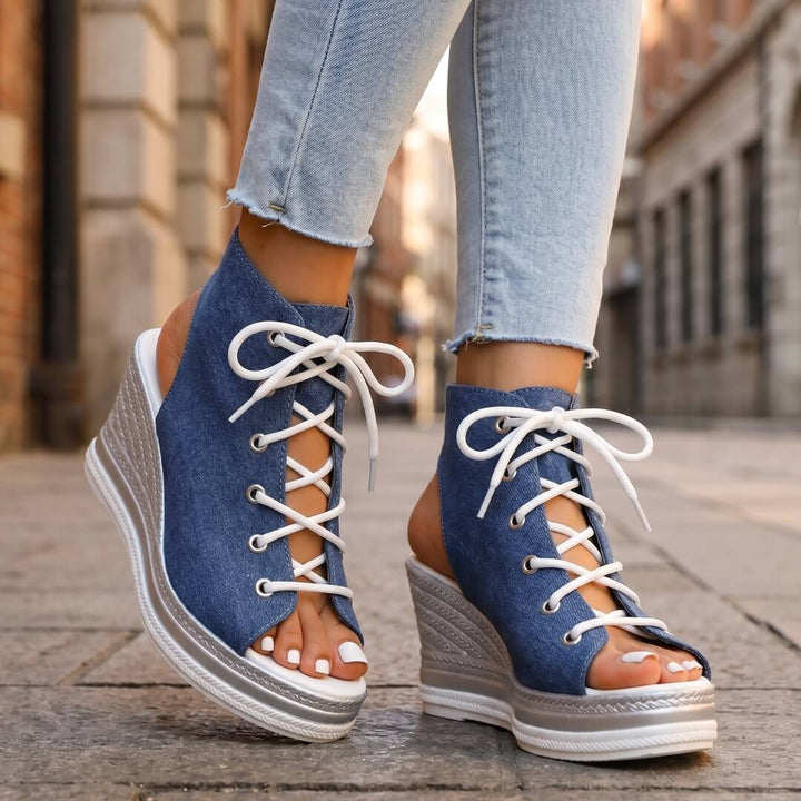 Zevira | Lace-Up Wedge Sandals