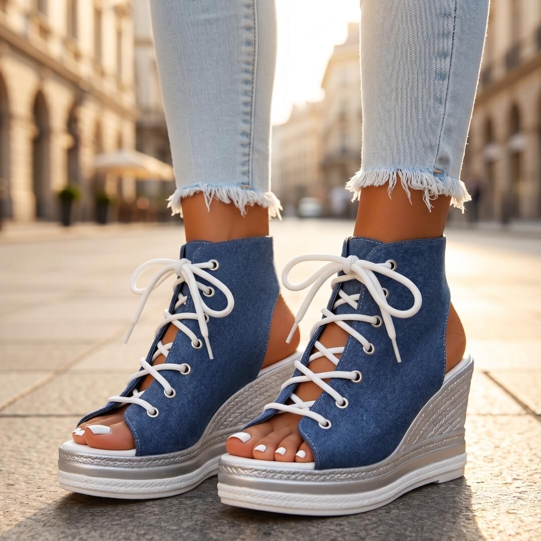 Zevira | Lace-Up Wedge Sandals