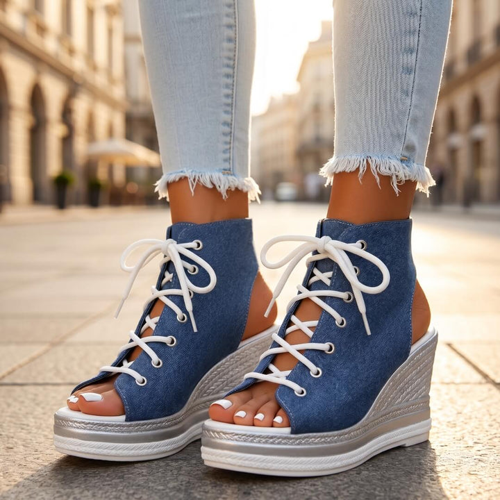 Zevira | Lace-Up Wedge Sandals