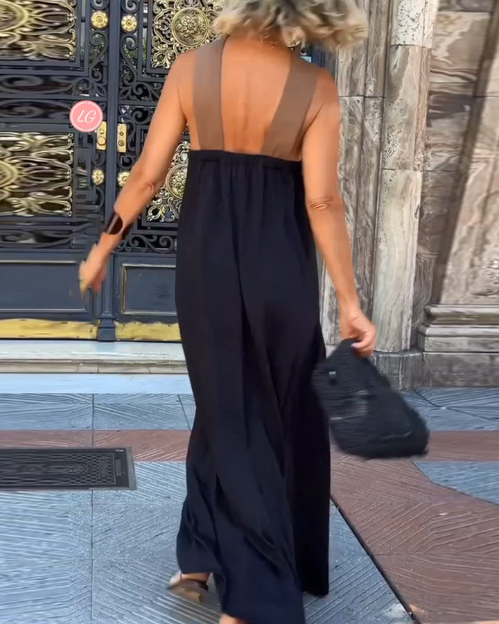 Samantha | Backless Contrast Dress