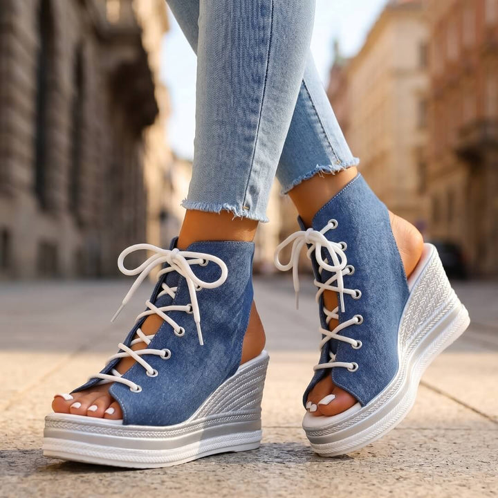 Zevira | Lace-Up Wedge Sandals