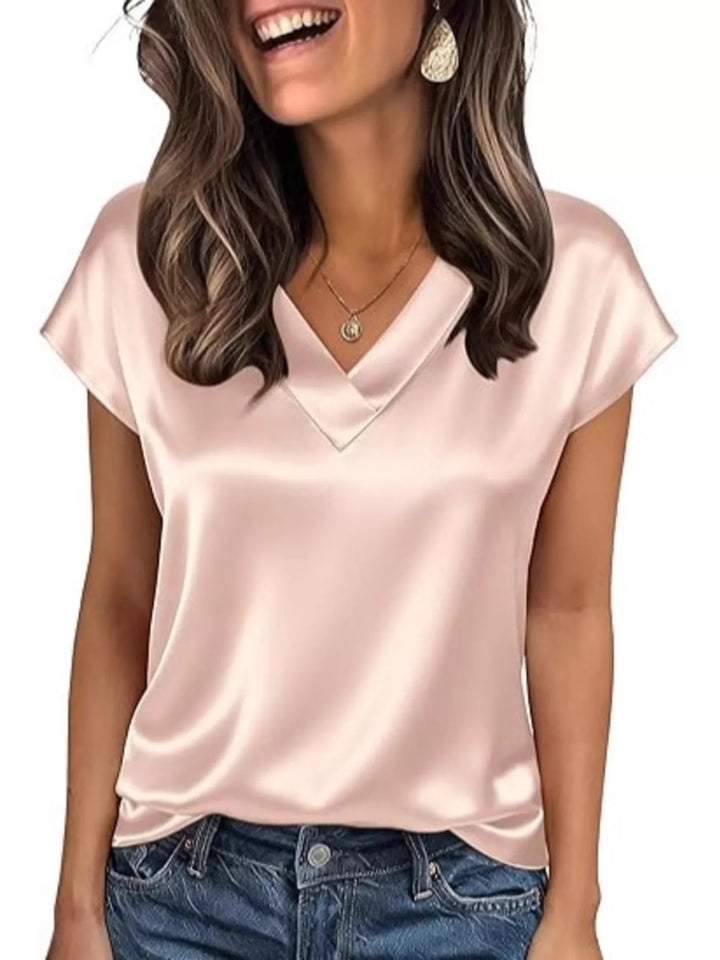 Nicole | Satin V-Neck Blouse