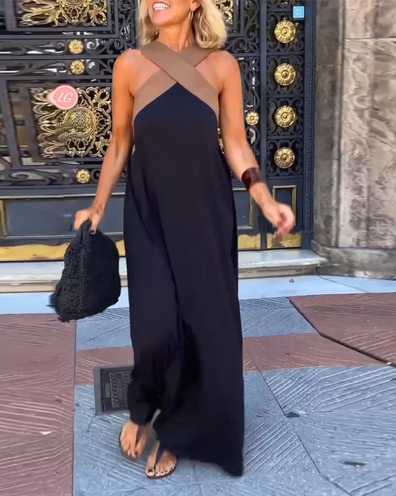 Samantha | Backless Contrast Dress