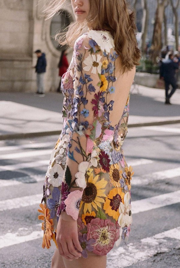 Floréa | Floral Appliqué Mini Dress
