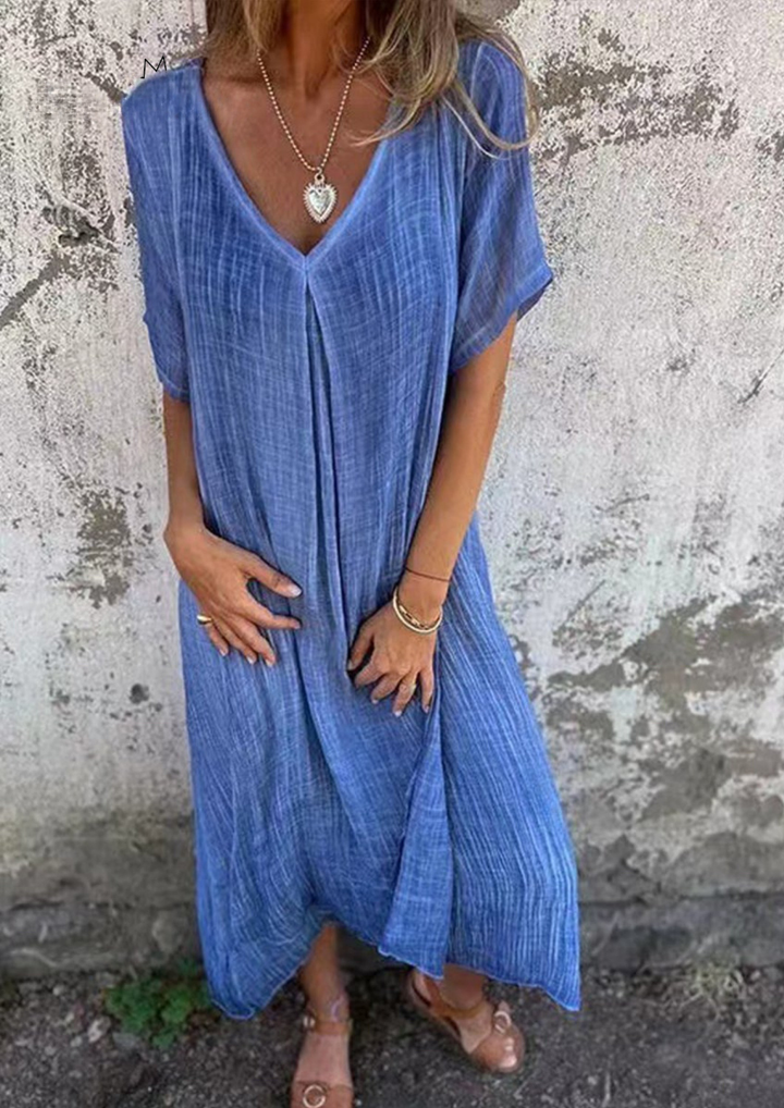 Noelle | Linen V-Neck Dress