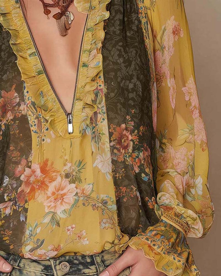 Solira | Floral Zip Blouse