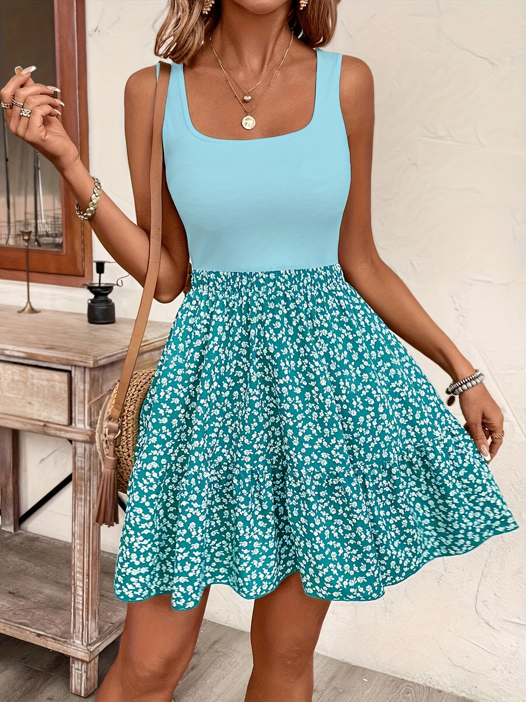 Norè | Smocked Print Mini Dress