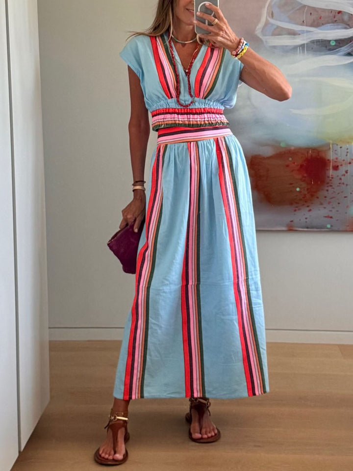 Olivia | Striped Two-Piece Skirt Set
