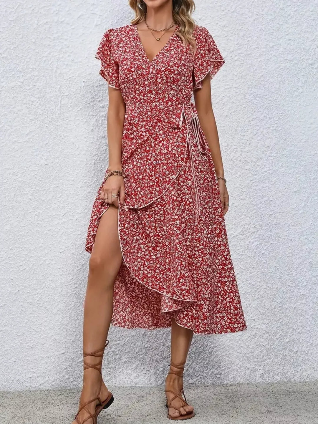 Ashley | Floral Wrap Midi Dress