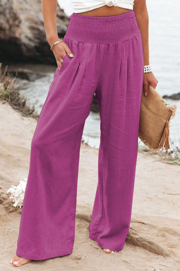 Seraya | Smocked Wide-Leg Pants