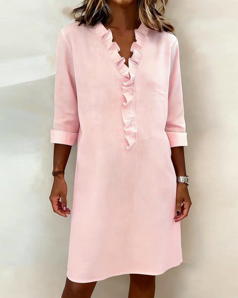 Aléa | Ruffled V-Neck Dress