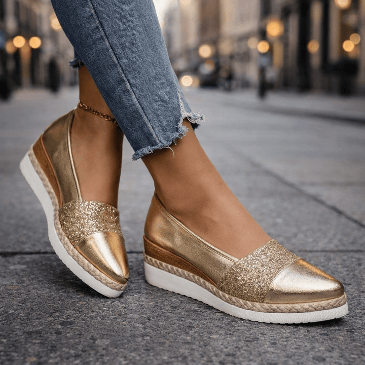 Lumé | Glitter Wedge Loafers