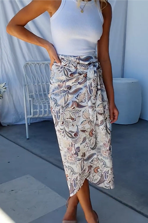 Floréa | Printed Wrap Midi Skirt