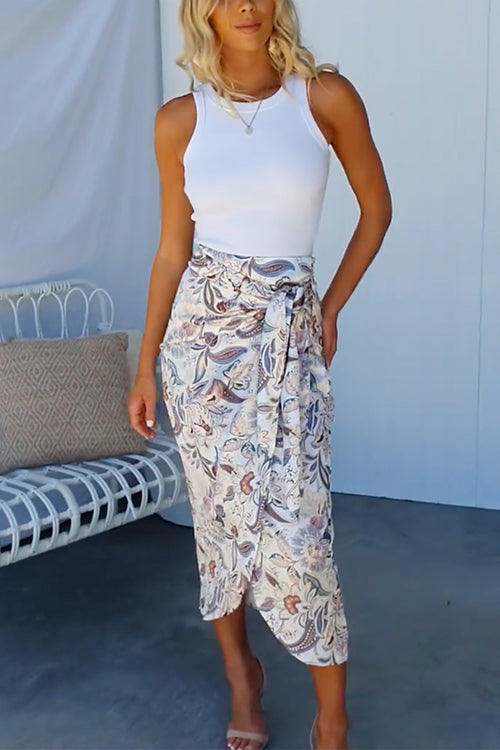 Floréa | Printed Wrap Midi Skirt