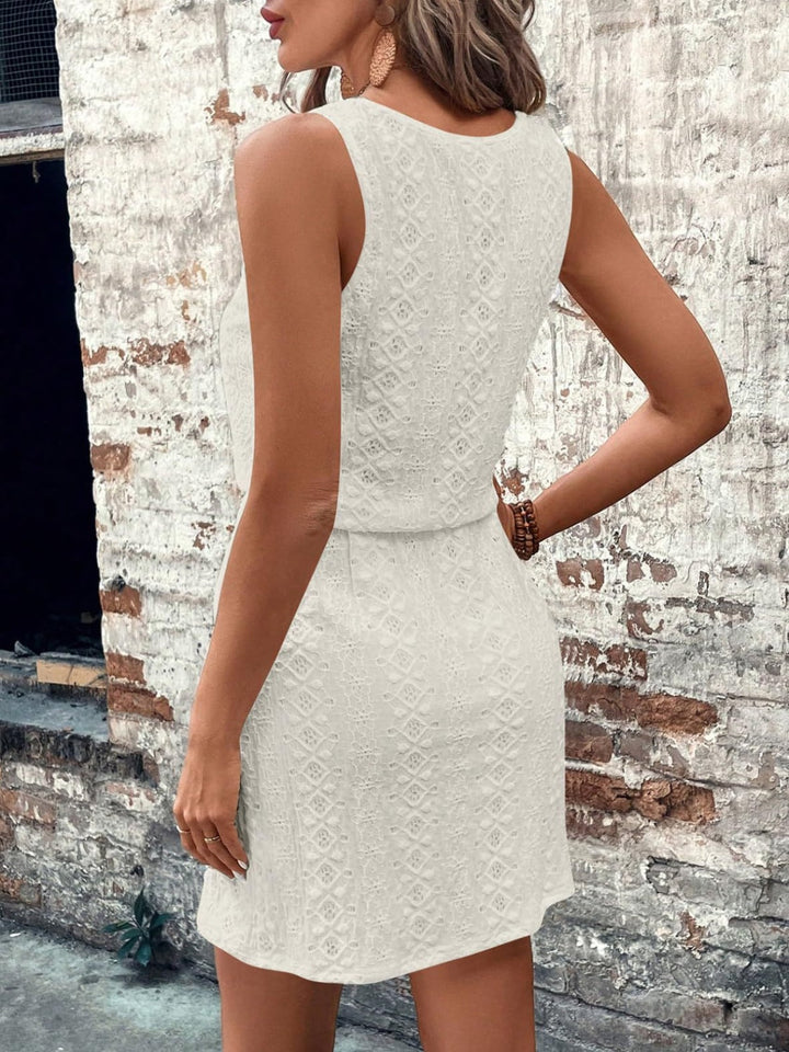 Noreya | Eyelet Drawstring Mini Dress