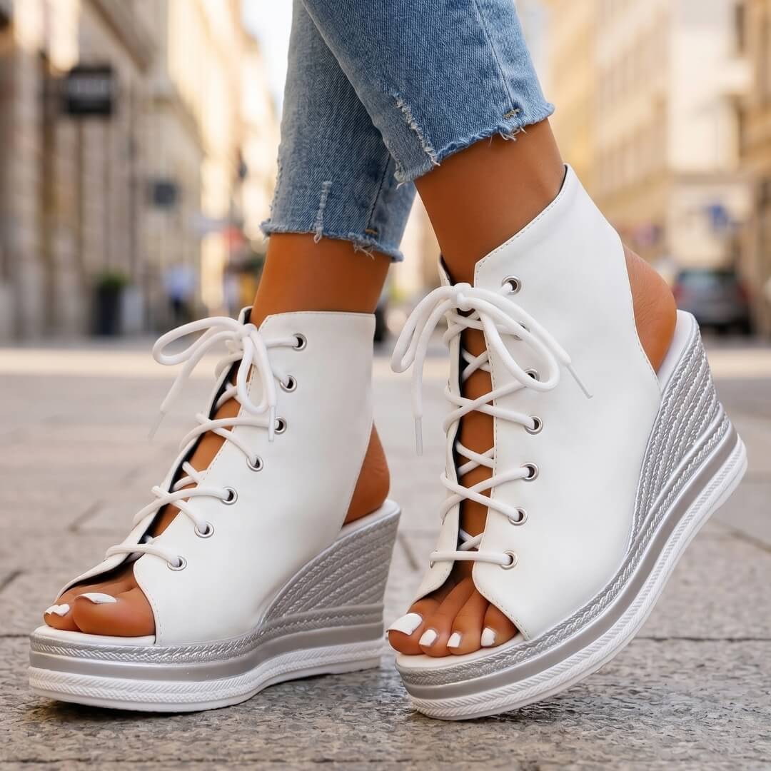 Zevira | Lace-Up Wedge Sandals