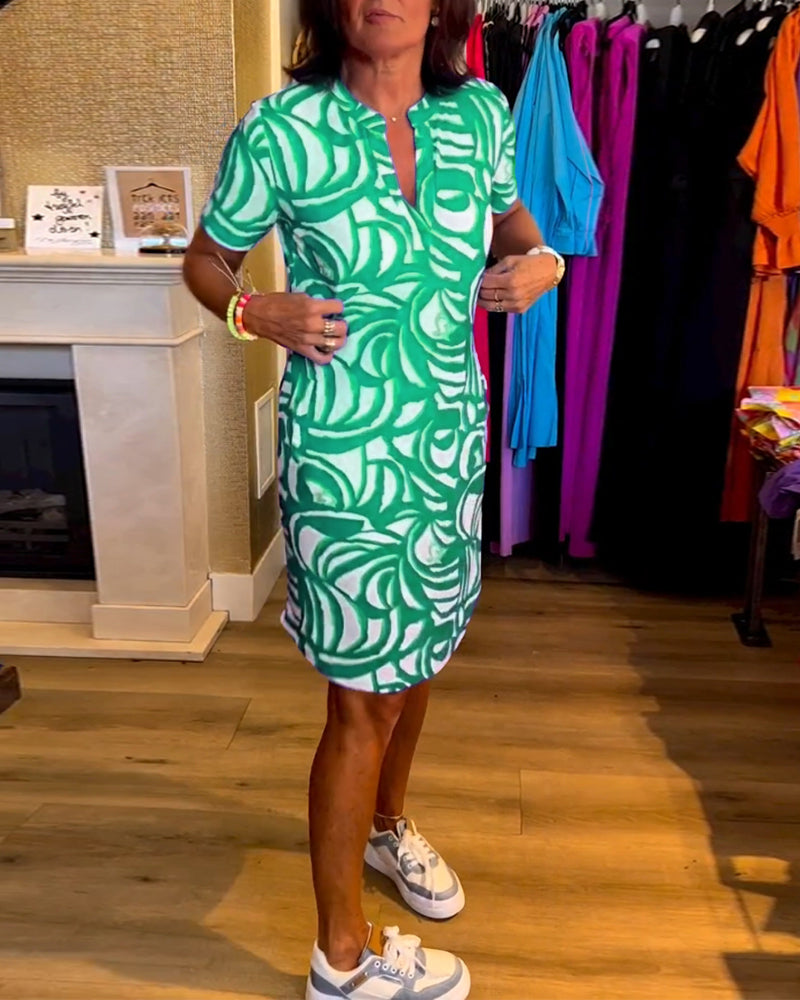 Julia | Printed V-Neck Dress