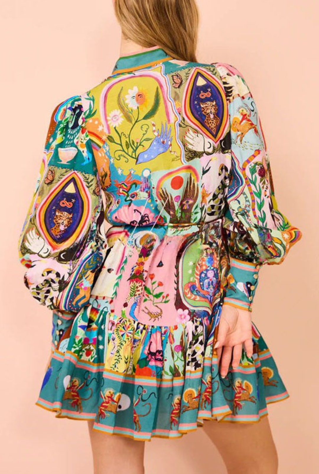Calyra | Printed Balloon Sleeve Mini Dress