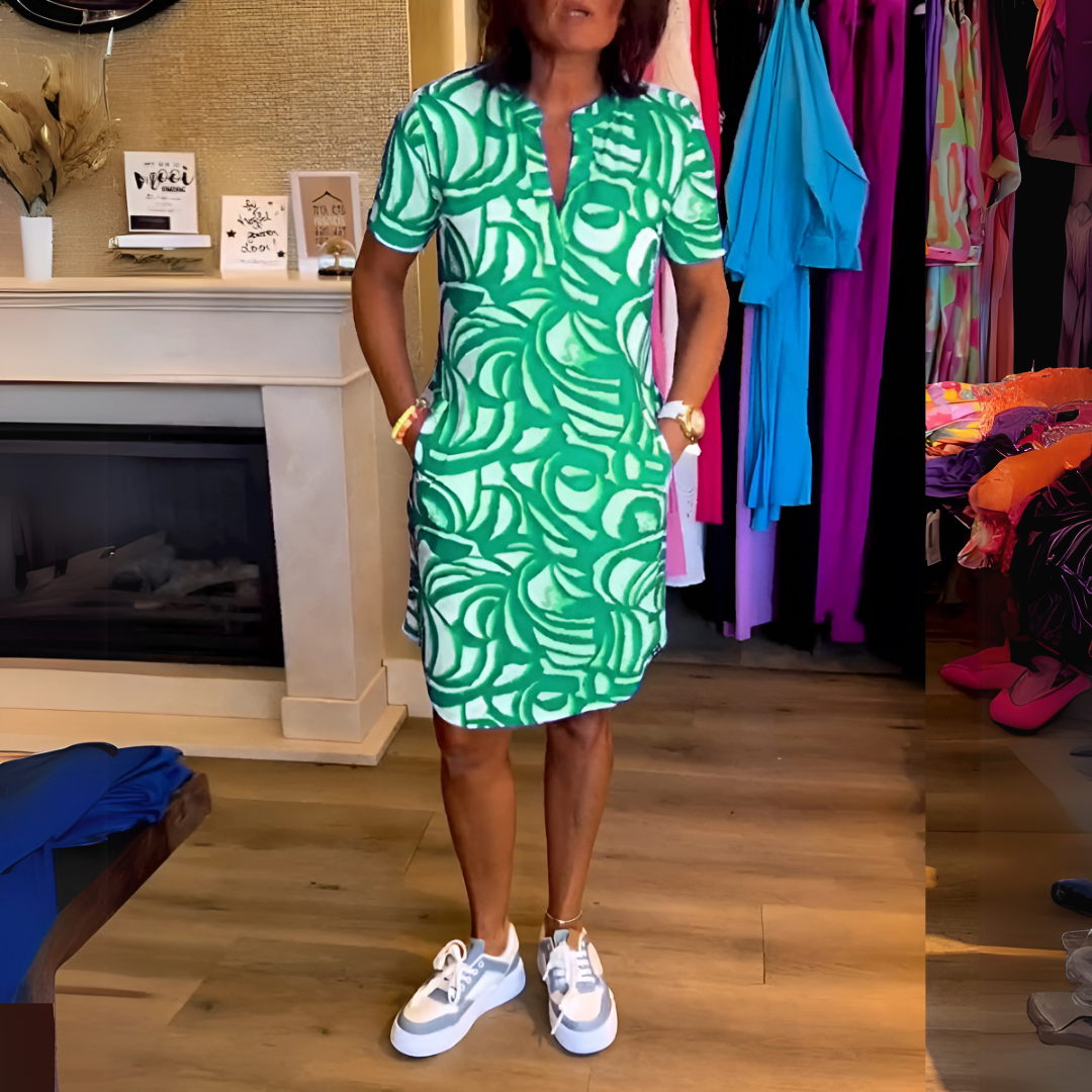 Julia | Printed V-Neck Dress