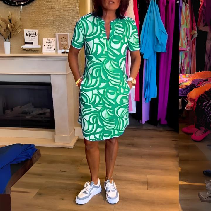 Julia | Printed V-Neck Dress