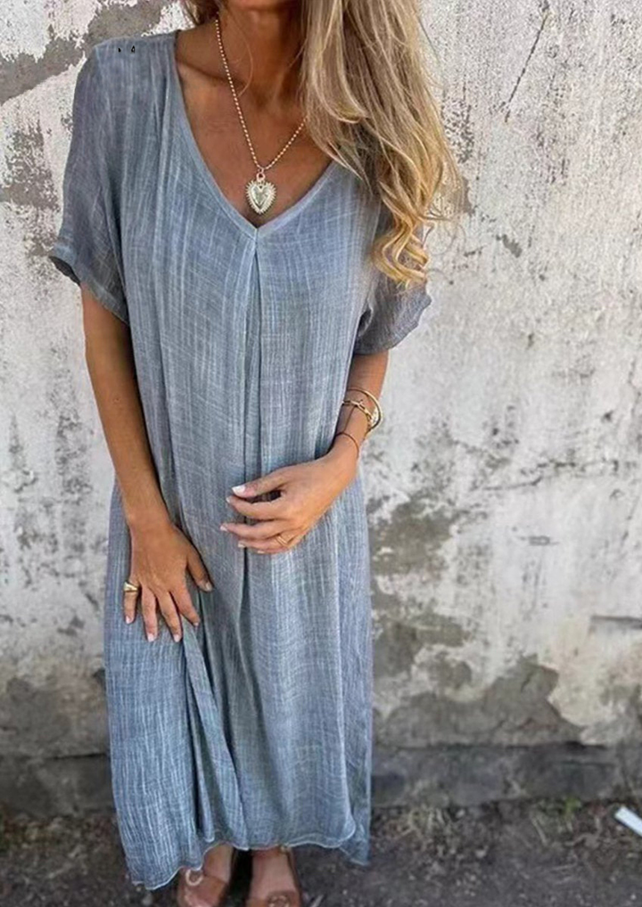 Noelle | Linen V-Neck Dress