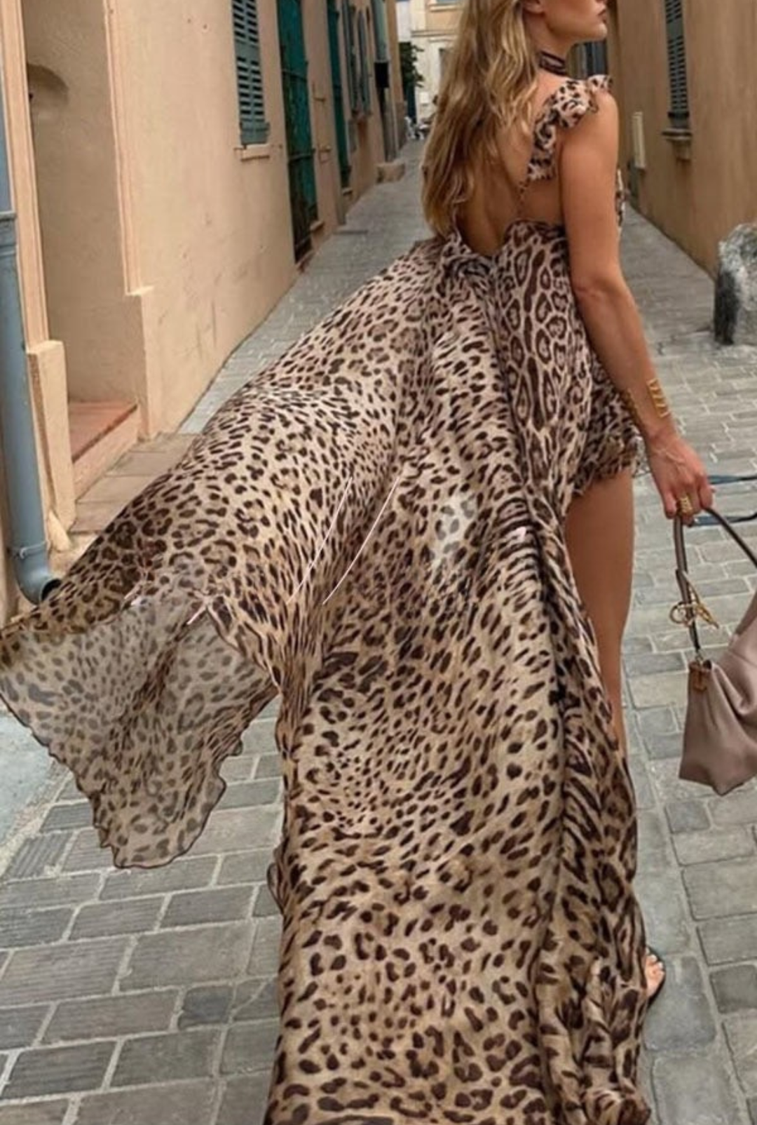 Zelara | Leopard Tie-Front Maxi Dress