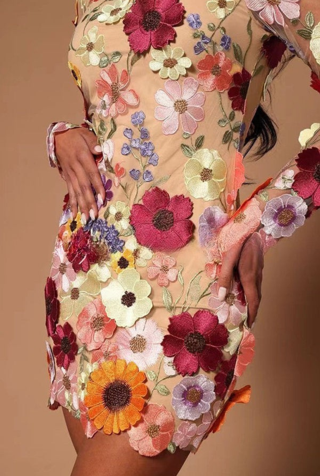 Floréa | Floral Appliqué Mini Dress
