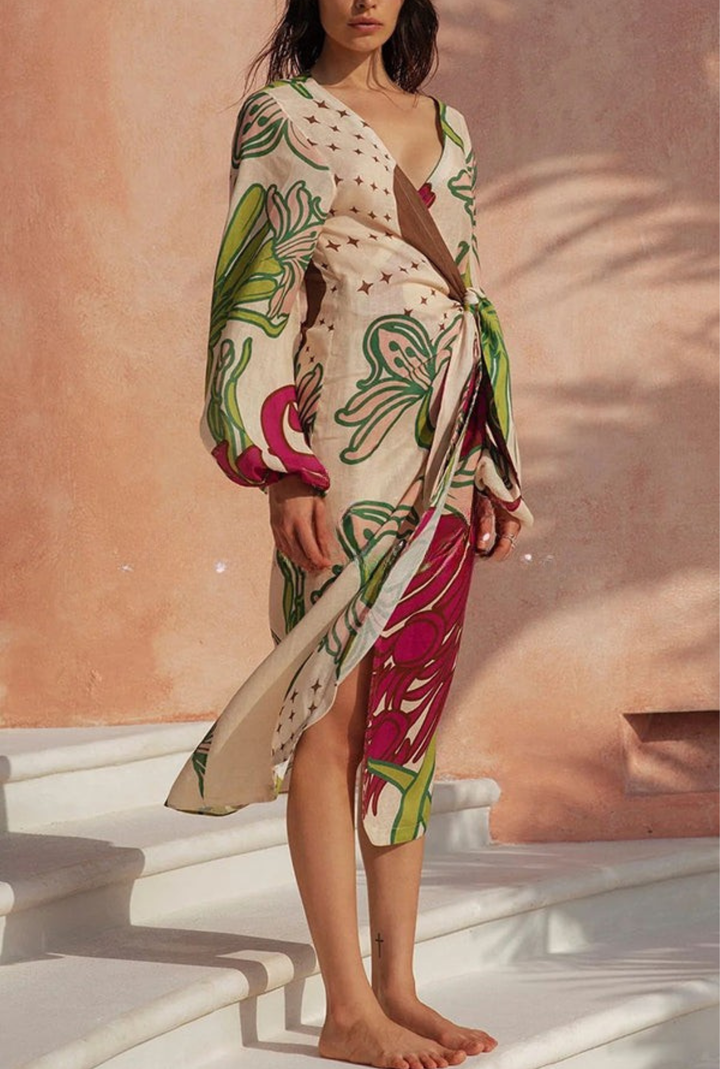 Vaselle | Printed Linen Maxi Dress