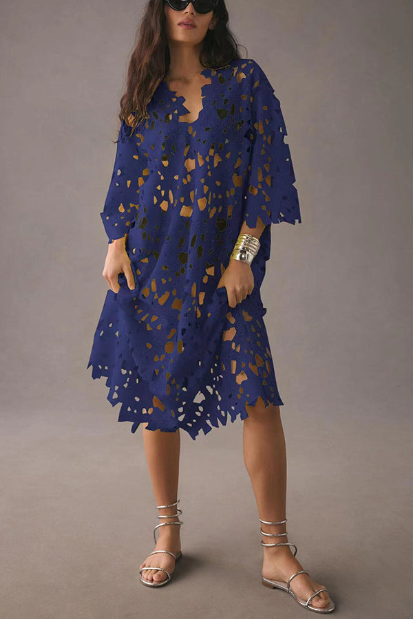 Solmira | Eyelet Lace Midi Dress