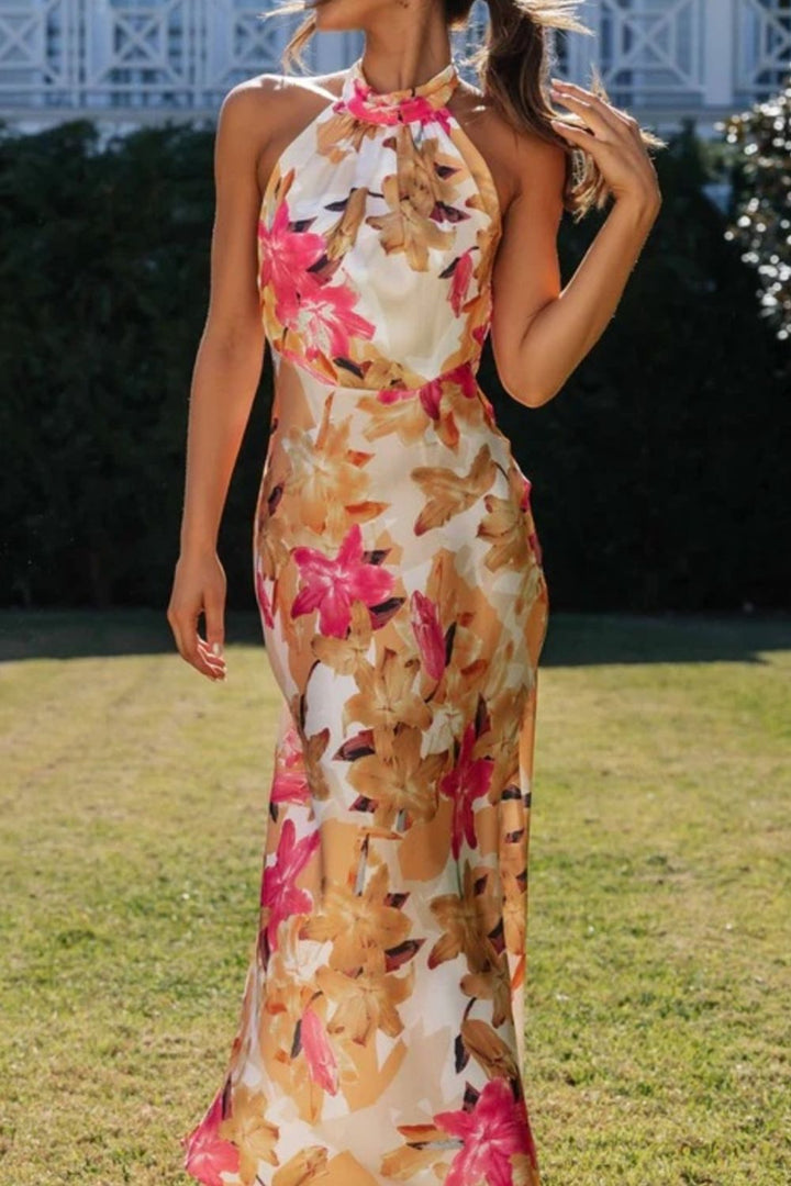 Liana | Floral Halter Maxi Dress