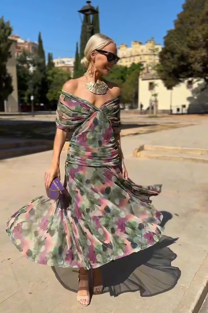 Veloura | V-Neck Chiffon Maxi Dress