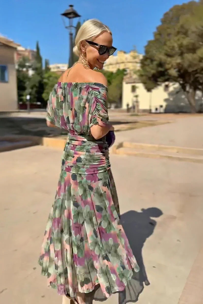 Veloura | V-Neck Chiffon Maxi Dress