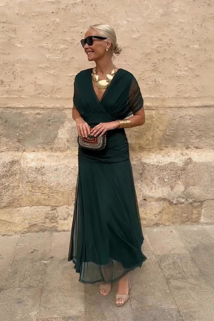 Veloura | V-Neck Chiffon Maxi Dress