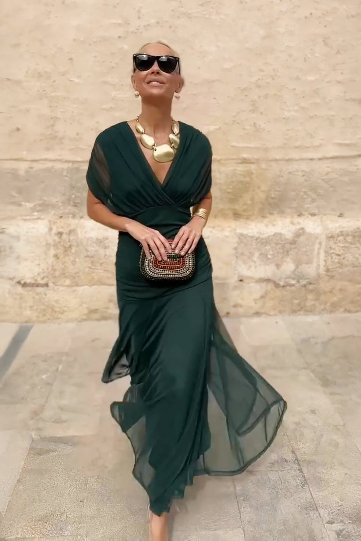Veloura | V-Neck Chiffon Maxi Dress