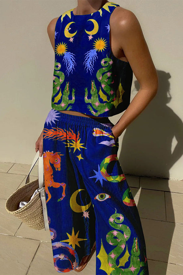 Aurevia | Printed Linen Two-Piece Set