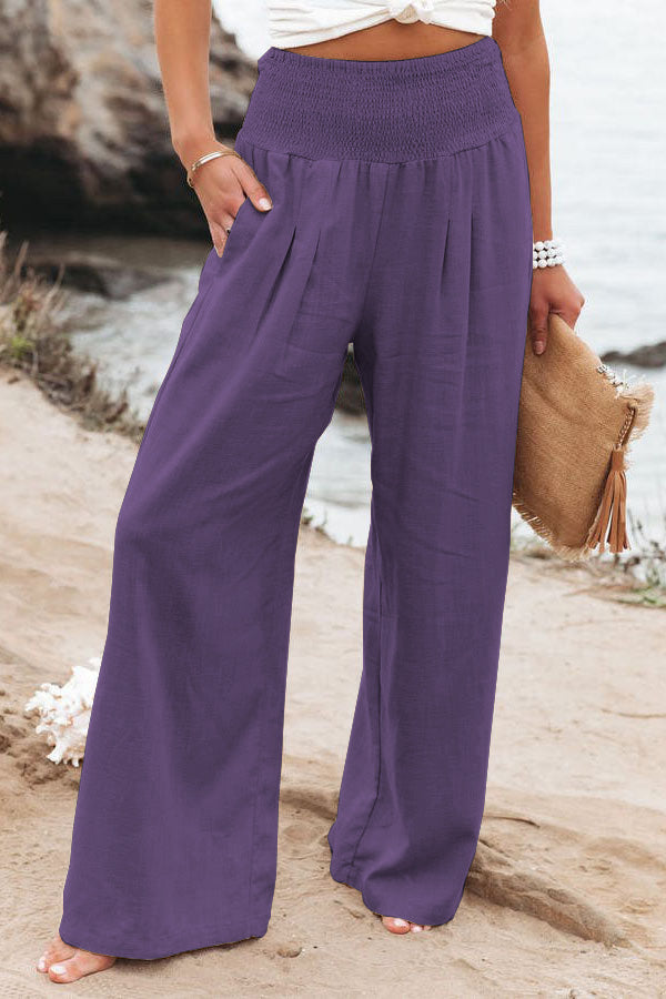 Seraya | Smocked Wide-Leg Pants