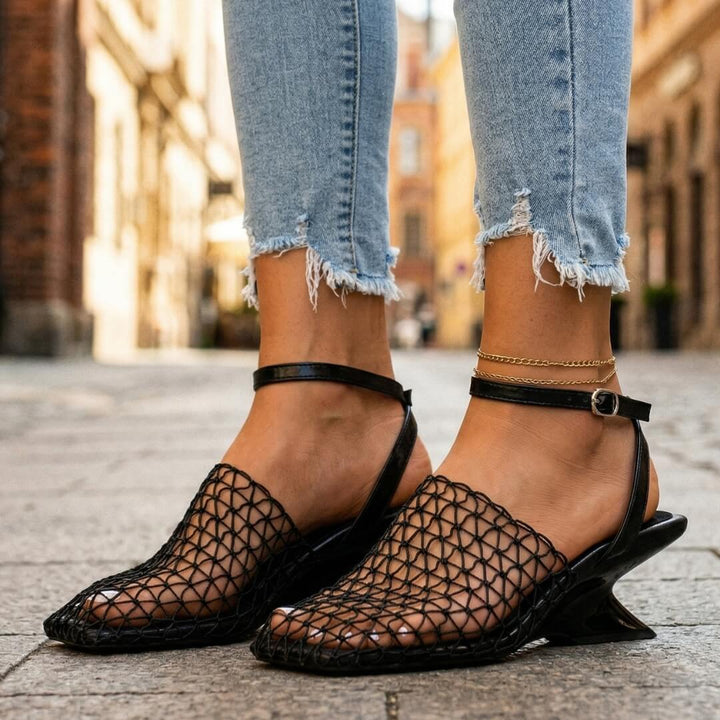 Cirea | Mesh Strap Heels