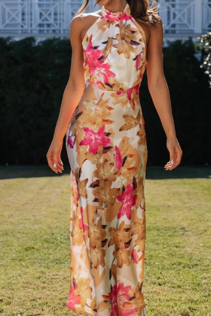 Liana | Floral Halter Maxi Dress