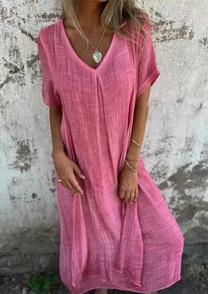 Noelle | Linen V-Neck Dress