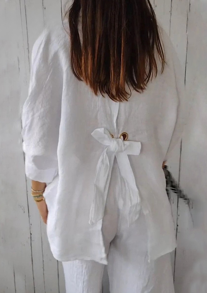 Elodie | Linen Tie-Back Shirt