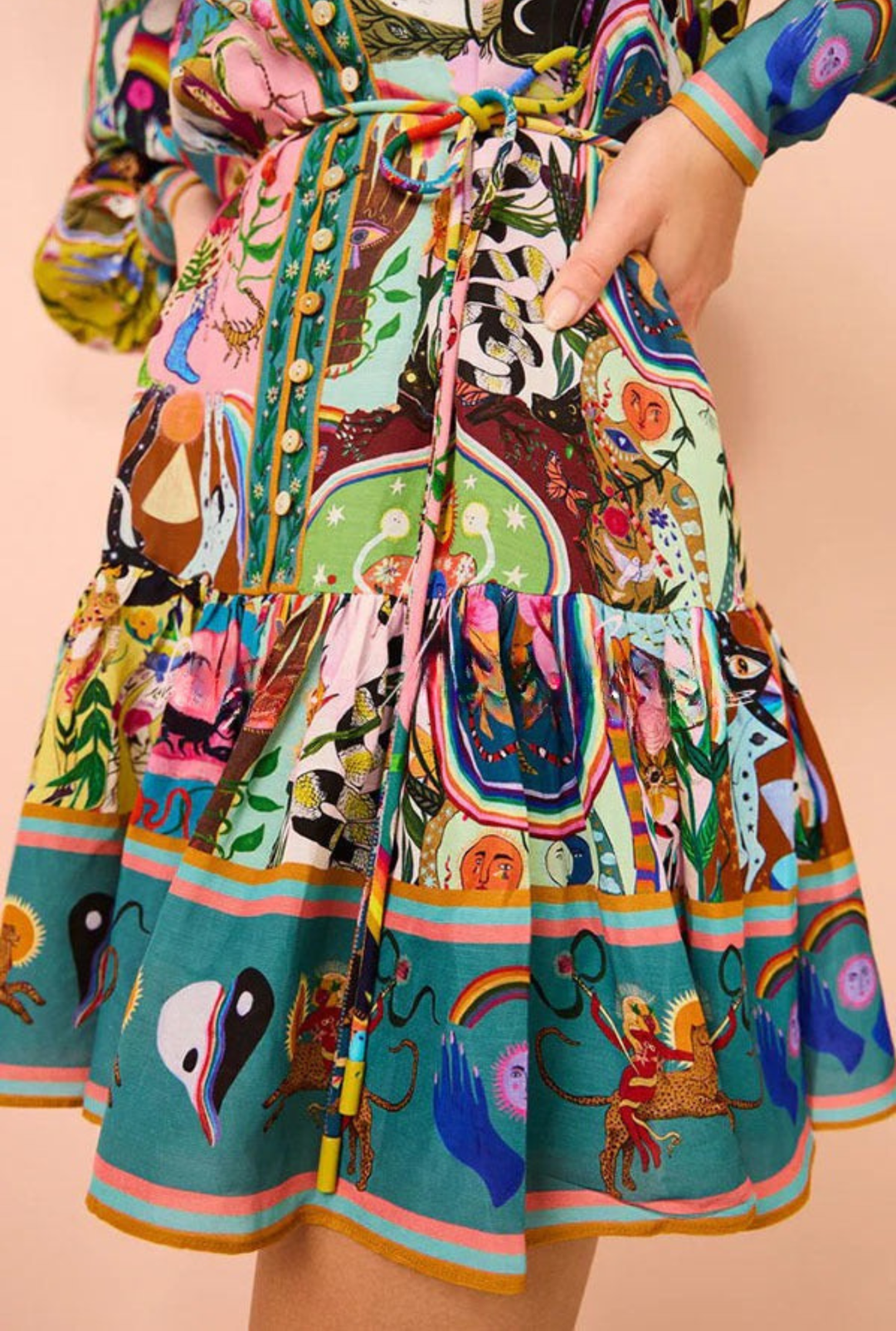 Calyra | Printed Balloon Sleeve Mini Dress