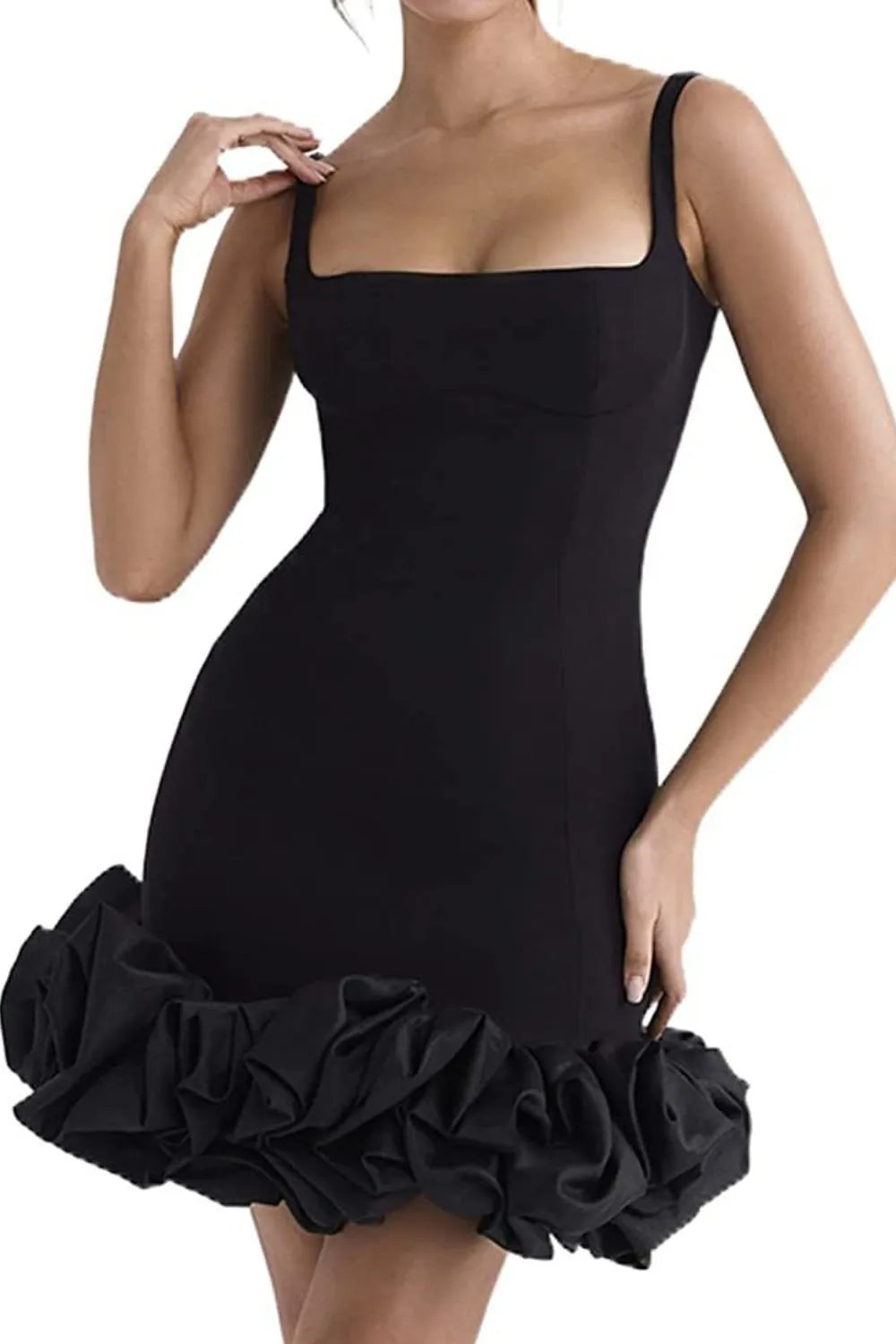 Rela | Ruched Square Neck Mini Dress