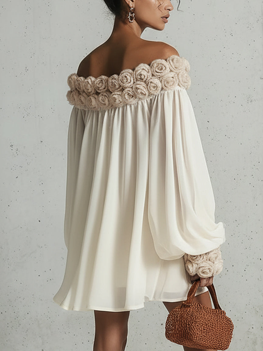 Auréva | Floral Off-Shoulder Chiffon Dress