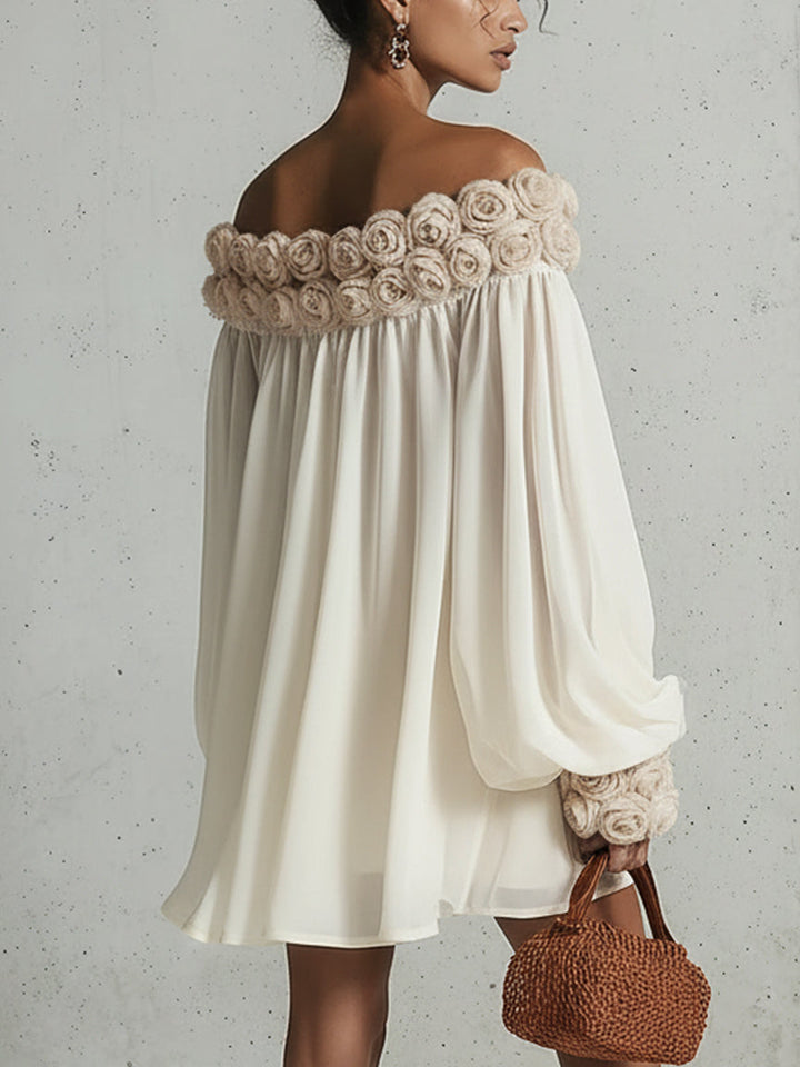 Auréva | Floral Off-Shoulder Chiffon Dress