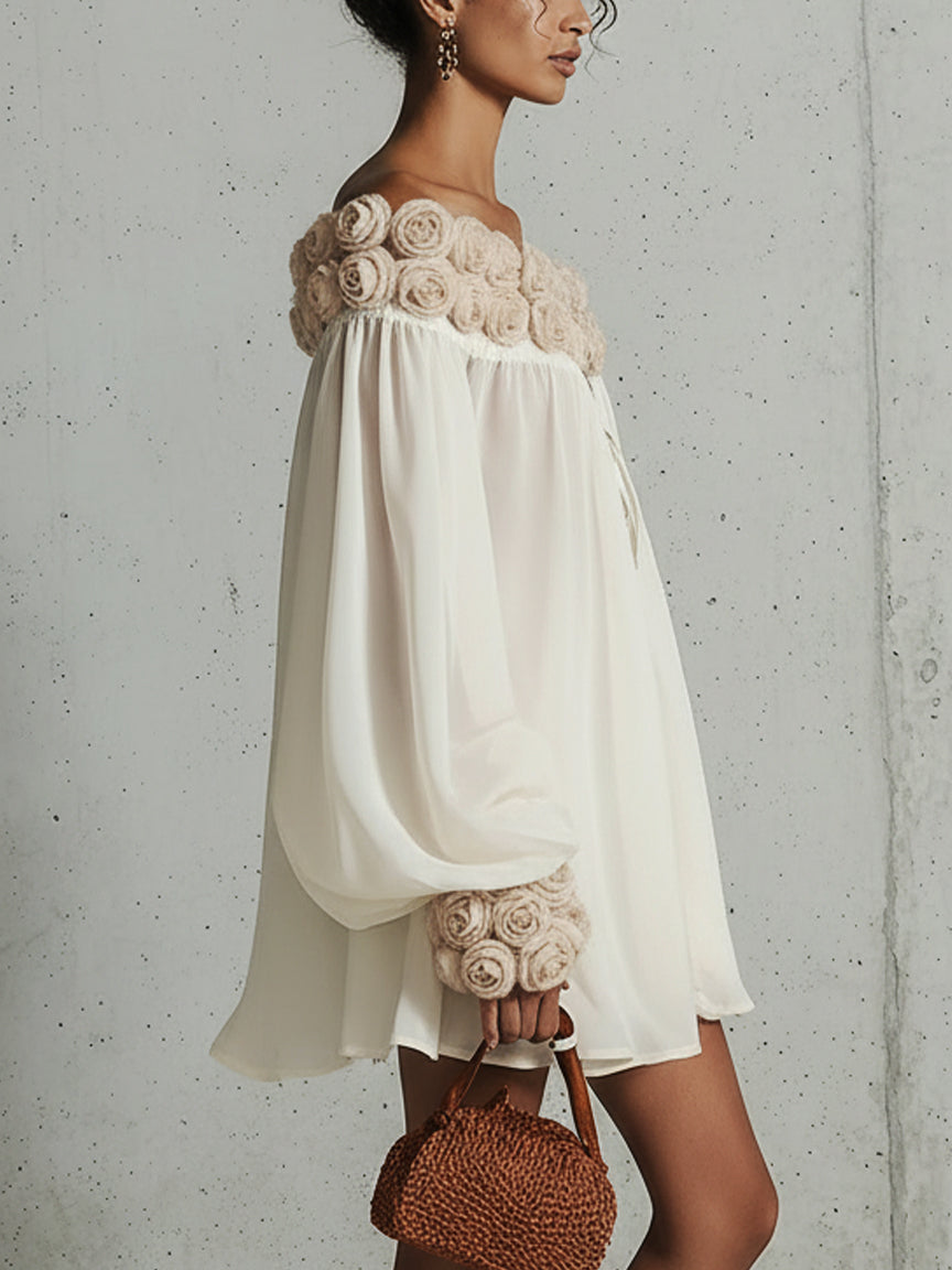 Auréva | Floral Off-Shoulder Chiffon Dress