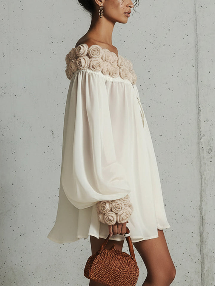 Auréva | Floral Off-Shoulder Chiffon Dress