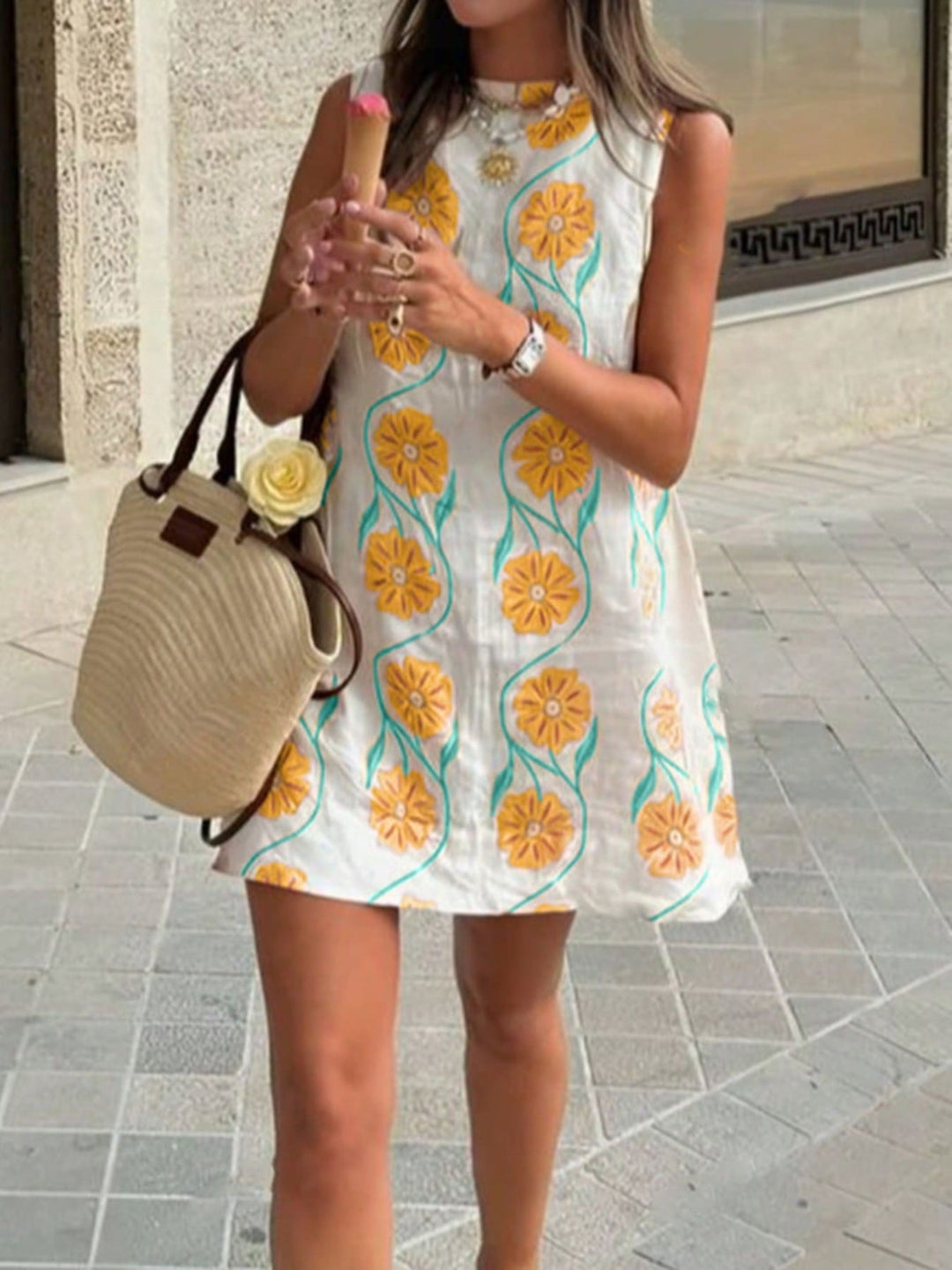 Lioré | Floral Sleeveless Mini Dress