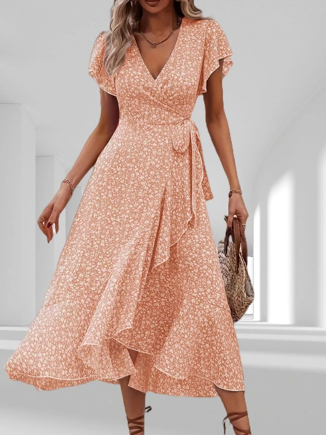 Ashley | Floral Wrap Midi Dress